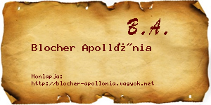 Blocher Apollónia névjegykártya